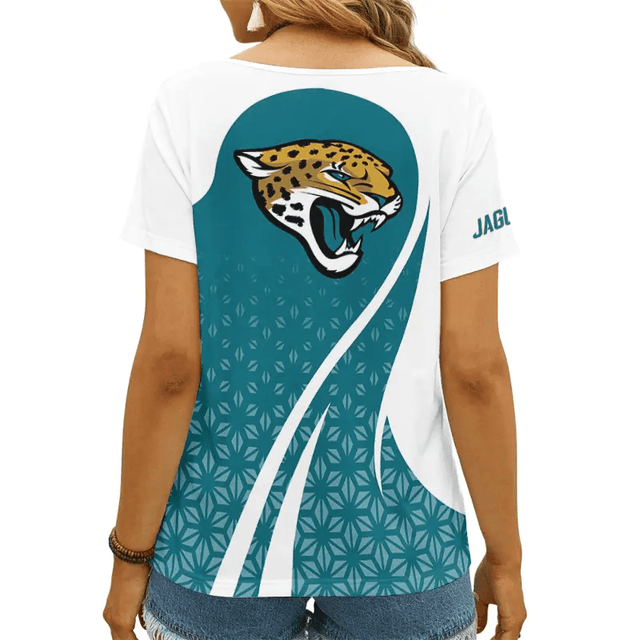 [SPECIAL OFFER] NEW CUSTOMIZED NFL30 JSJ JACKSONVILLE JAGUARS V-NECK FEMALE SHIRT