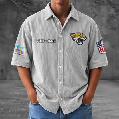 [HOT DEAL] NEW CUSTOMIZED NFL30 JSJ JACKSONVILLE JAGUARS SEERSUCKER BUTTON SHIRT