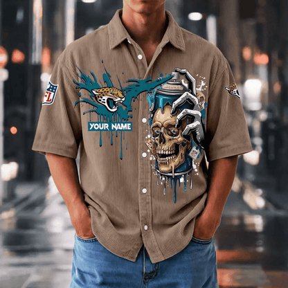 [SPECIAL OFFER] NEW CUSTOMIZED NFL30 JSJ JACKSONVILLE JAGUARS SEERSUCKER BUTTON SHIRT