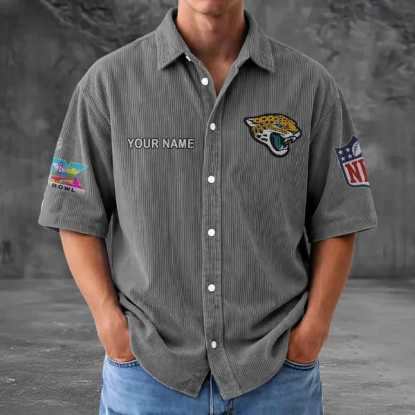 [HOT DEAL] NEW CUSTOMIZED NFL30 JSJ JACKSONVILLE JAGUARS SEERSUCKER BUTTON SHIRT