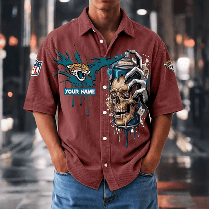 [SPECIAL OFFER] NEW CUSTOMIZED NFL30 JSJ JACKSONVILLE JAGUARS SEERSUCKER BUTTON SHIRT