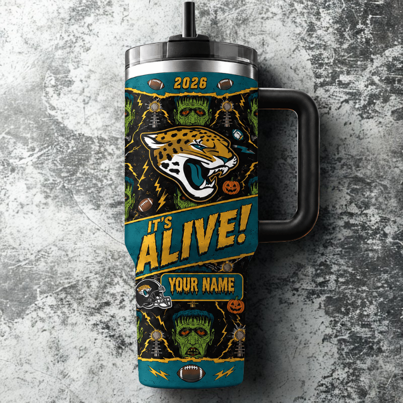 [SPECIAL OFFER] NEW CUSTOMIZED NFL30 JSJ JACKSONVILLE JAGUARS HALLOWEEN  40OZ TUMBLER