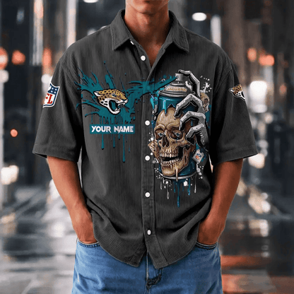 [SPECIAL OFFER] NEW CUSTOMIZED NFL30 JSJ JACKSONVILLE JAGUARS SEERSUCKER BUTTON SHIRT