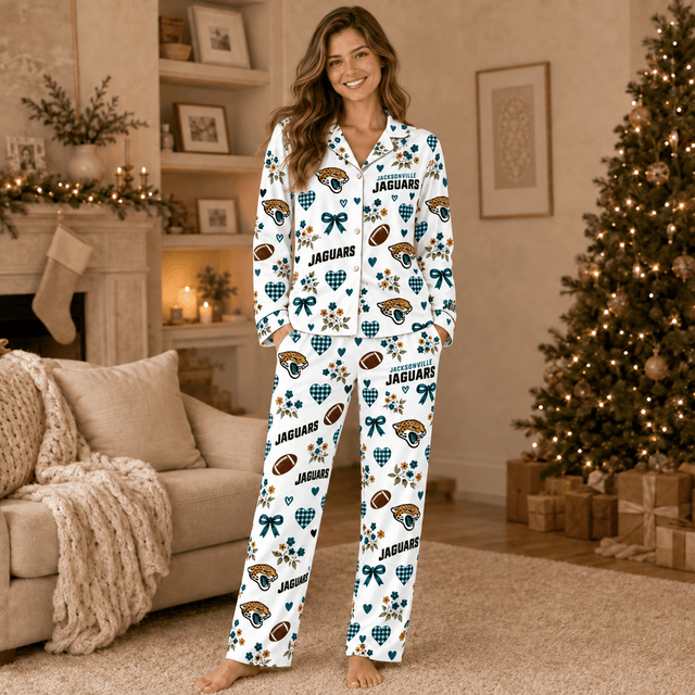 [SPECIAL OFFER] NEW CUSTOMIZED NFL30 JSJ JACKSONVILLE JAGUARS HALLOWEEN LONG PAJAMAS SET