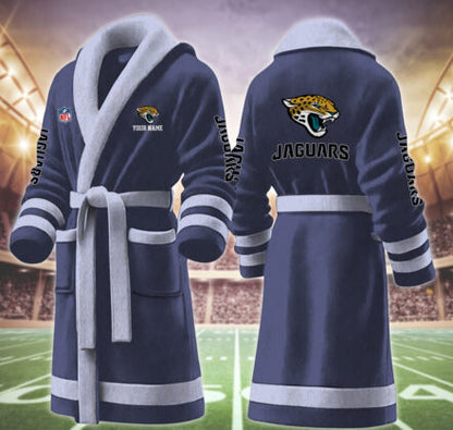 [SPECIAL OFFER] NEW CUSTOMIZED NFL30 JSJ JACKSONVILLE JAGUARS MULTICOLOR FLEECE BATHROBE