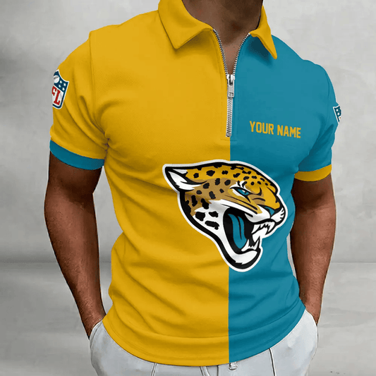 [SPECIAL OFFER] NEW CUSTOMIZED NFL30 JSJ JACKSONVILLE JAGUARS ZIP POLO SHIRT