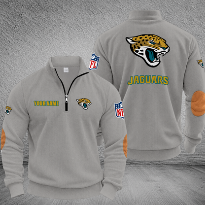 [SPECIAL OFFER] NEW CUSTOMIZED NFL30 JSJ JACKSONVILLE JAGUARS MULTICOLOR STRIPED QUATER ZIP SWEATSHIRT