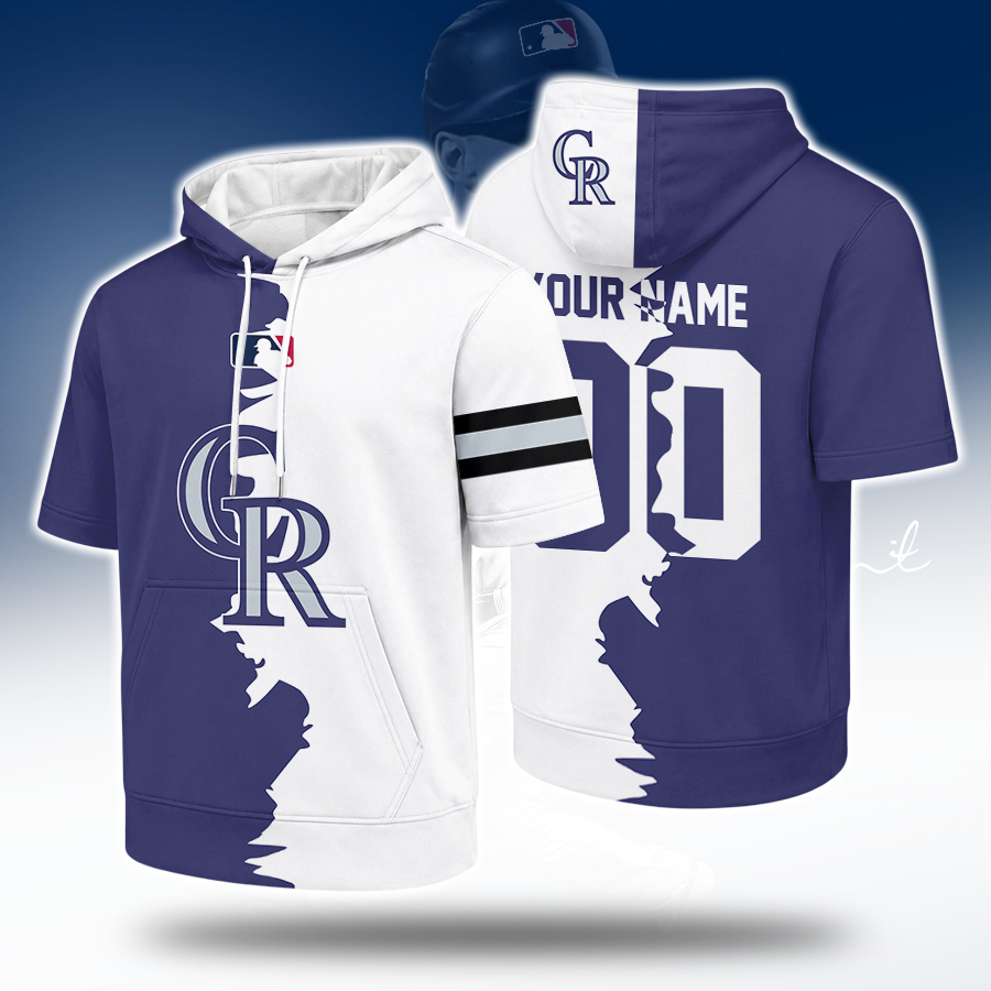 [FLASH SALE] NEW CUSTOMIZED MLB30 COR COLORADO ROCKIES SHORT SLEEVE HOODIE