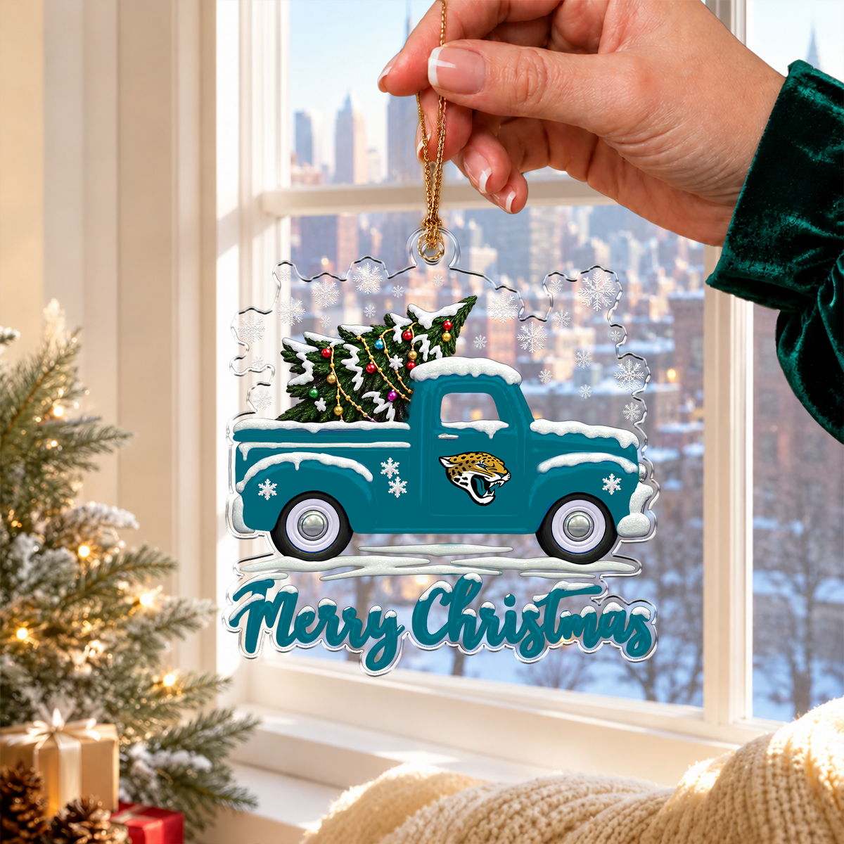 [SPECIAL OFFER] NEW CUSTOMIZED NFL30 JSJ JACKSONVILLE JAGUARS CHRISTMAS ACRYLIC ORNAMENT