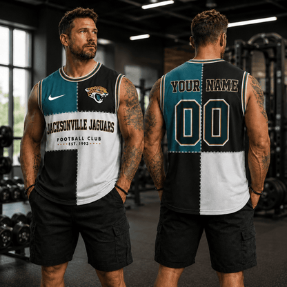 [SPECIAL OFFER] NEW CUSTOMIZED NFL30 JSJ JACKSONVILLE JAGUARS MEN'S GYM SHIRT