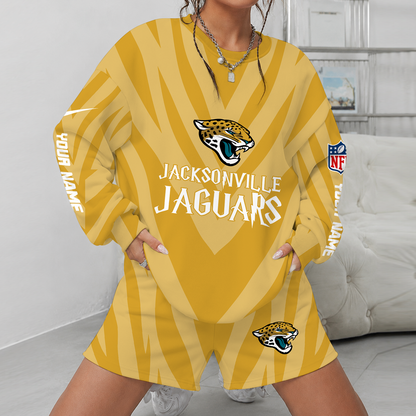 [SPECIAL OFFER] NEW CUSTOMIZED NFL30 JSJ JACKSONVILLE JAGUARS UNISEX SWEATSHIRT & SHORTS SET
