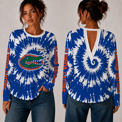 [FAN FAVORITE] NEW CUSTOMIZED NCAA FBS30 FLG FLORIDA GATORS WOMEN'S BACK V-CUT LONG-SLEEVE SHIRT