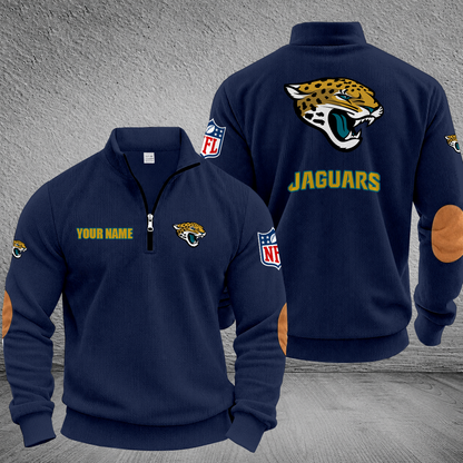 [SPECIAL OFFER] NEW CUSTOMIZED NFL30 JSJ JACKSONVILLE JAGUARS MULTICOLOR STRIPED QUATER ZIP SWEATSHIRT