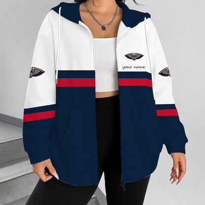 [HOT DEAL] NEW CUSTOMIZED NBA30 NOP NEW ORLEANS PELICANS ZIP HOODIE