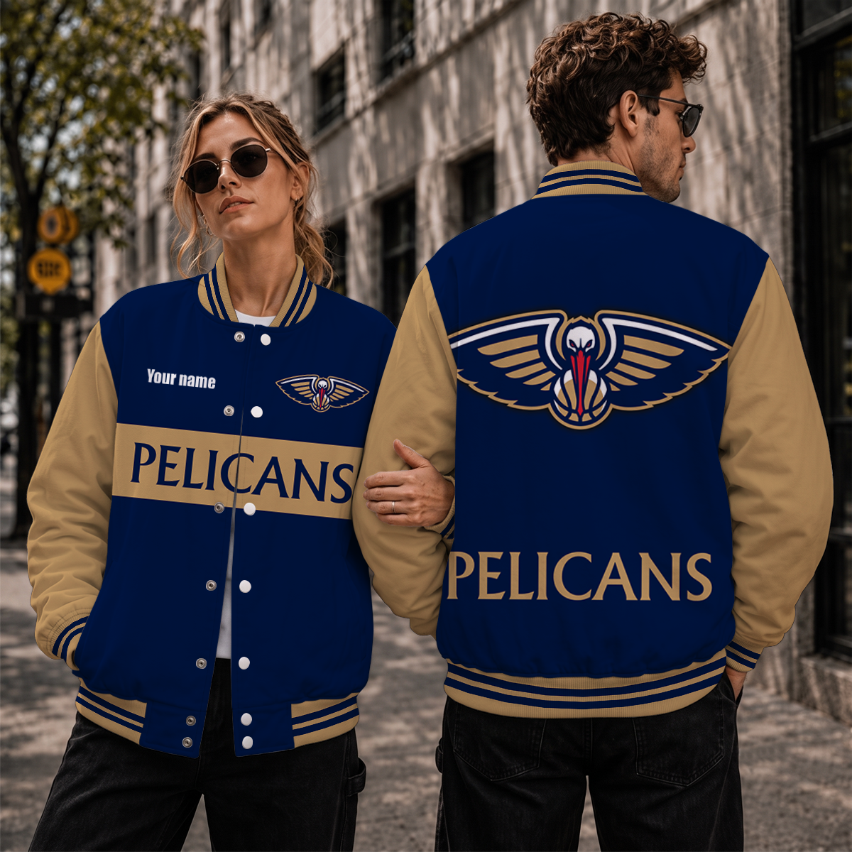 [HOT DEAL] NEW CUSTOMIZED NBA30 NOP NEW ORLEANS PELICANS BASEBALL JACKET, SATIN VARSITY JACKET