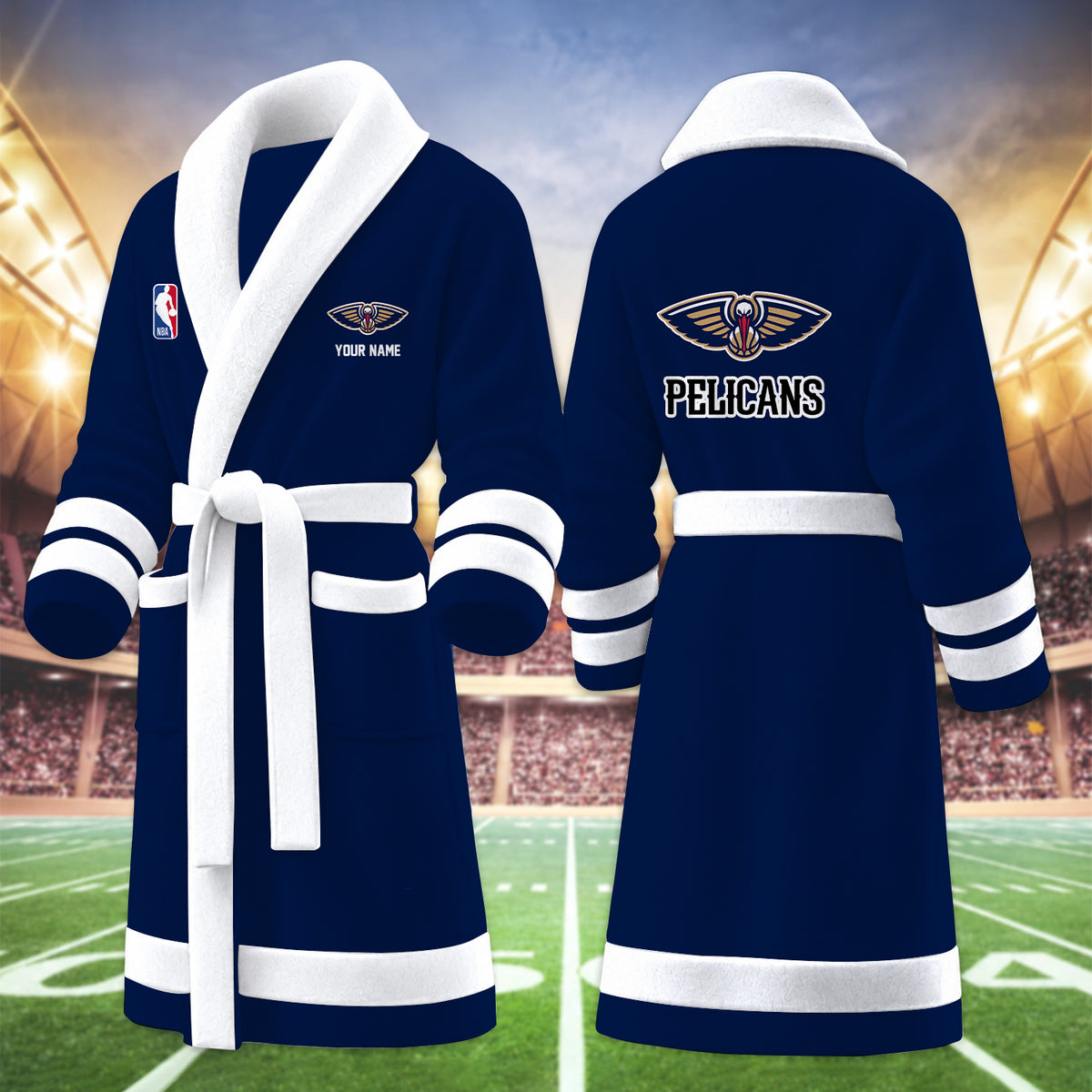 [HOT DEAL] NEW CUSTOMIZED NBA30 NOP NEW ORLEANS PELICANS MULTICOLOR FLEECE BATHROBE