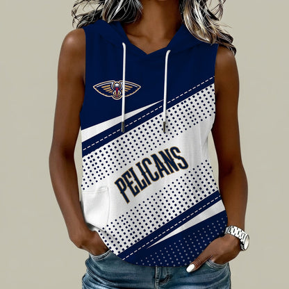 [HOT DEAL] NEW CUSTOMIZED NBA30 NOP NEW ORLEANS PELICANS  WOMEN'S SLEEVELESS HOODED POCKET TANK TOP