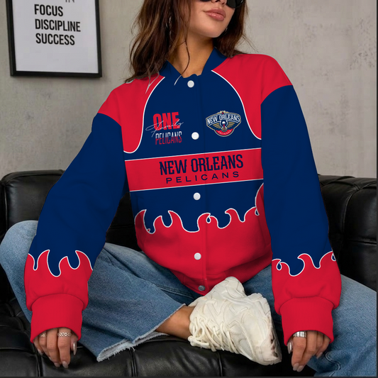 [HOT DEAL] NEW CUSTOMIZED NBA30 NOP NEW ORLEANS PELICANS BASEBALL JACKET, SATIN VARSITY JACKET