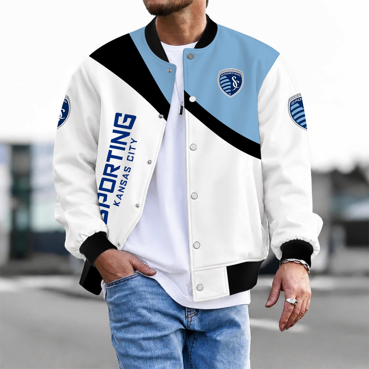 [FAN EXCLUSIVE] NEW CUSTOMIZED MLS30 SKC SPORTING KANSAS CITY BASEBALL JACKET & SATIN VARSITY JACKET
