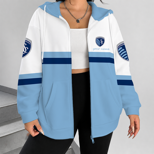 [FAN EXCLUSIVE] NEW CUSTOMIZED MLS30 SKC SPORTING KANSAS CITY ZIP HOODIE