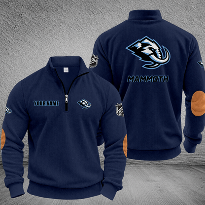 [SUPER SALE] NEW CUSTOMIZED NHL30 UTAH MAMMOTH MULTICOLOR STRIPED QUATER ZIP SWEATSHIRT