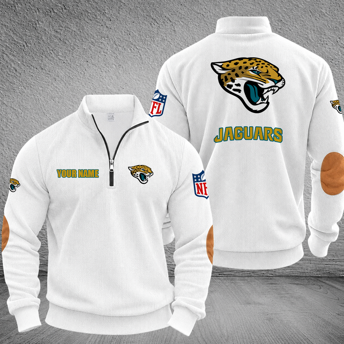 [SPECIAL OFFER] NEW CUSTOMIZED NFL30 JSJ JACKSONVILLE JAGUARS MULTICOLOR STRIPED QUATER ZIP SWEATSHIRT