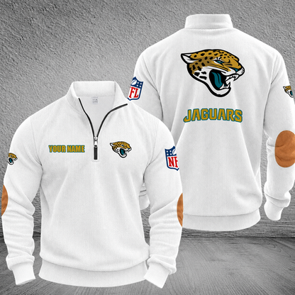 [SPECIAL OFFER] NEW CUSTOMIZED NFL30 JSJ JACKSONVILLE JAGUARS MULTICOLOR STRIPED QUATER ZIP SWEATSHIRT