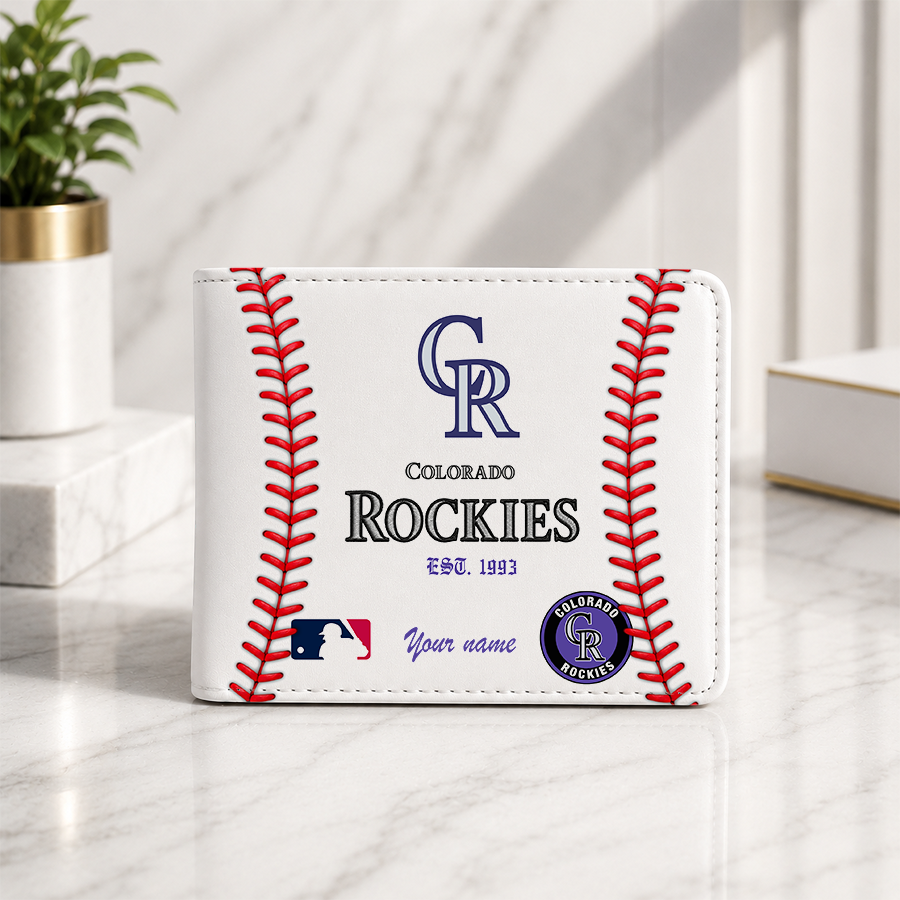 [FLASH SALE] NEW CUSTOMIZED MLB30 COR COLORADO ROCKIES LEATHER WALLET
