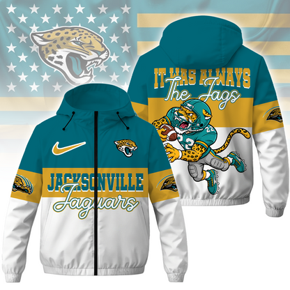 [SPECIAL OFFER] NEW CUSTOMIZED NFL30 JSJ JACKSONVILLE JAGUARS WINDBREAKER JACKET