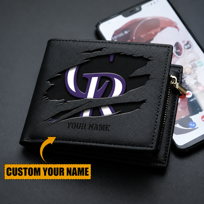 [FLASH SALE] NEW CUSTOMIZED MLB30 COR COLORADO ROCKIES LEATHER WALLET
