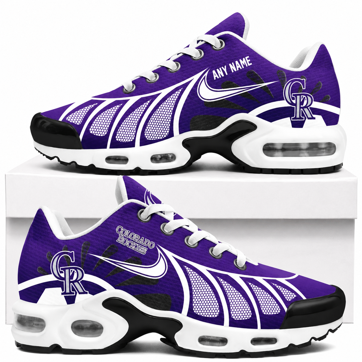 [FLASH SALE] NEW CUSTOMIZED MLB30 COR COLORADO ROCKIES AIR MAX PLUS SNEAKERS