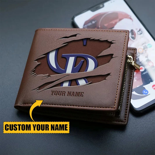 [FLASH SALE] NEW CUSTOMIZED MLB30 COR COLORADO ROCKIES LEATHER WALLET