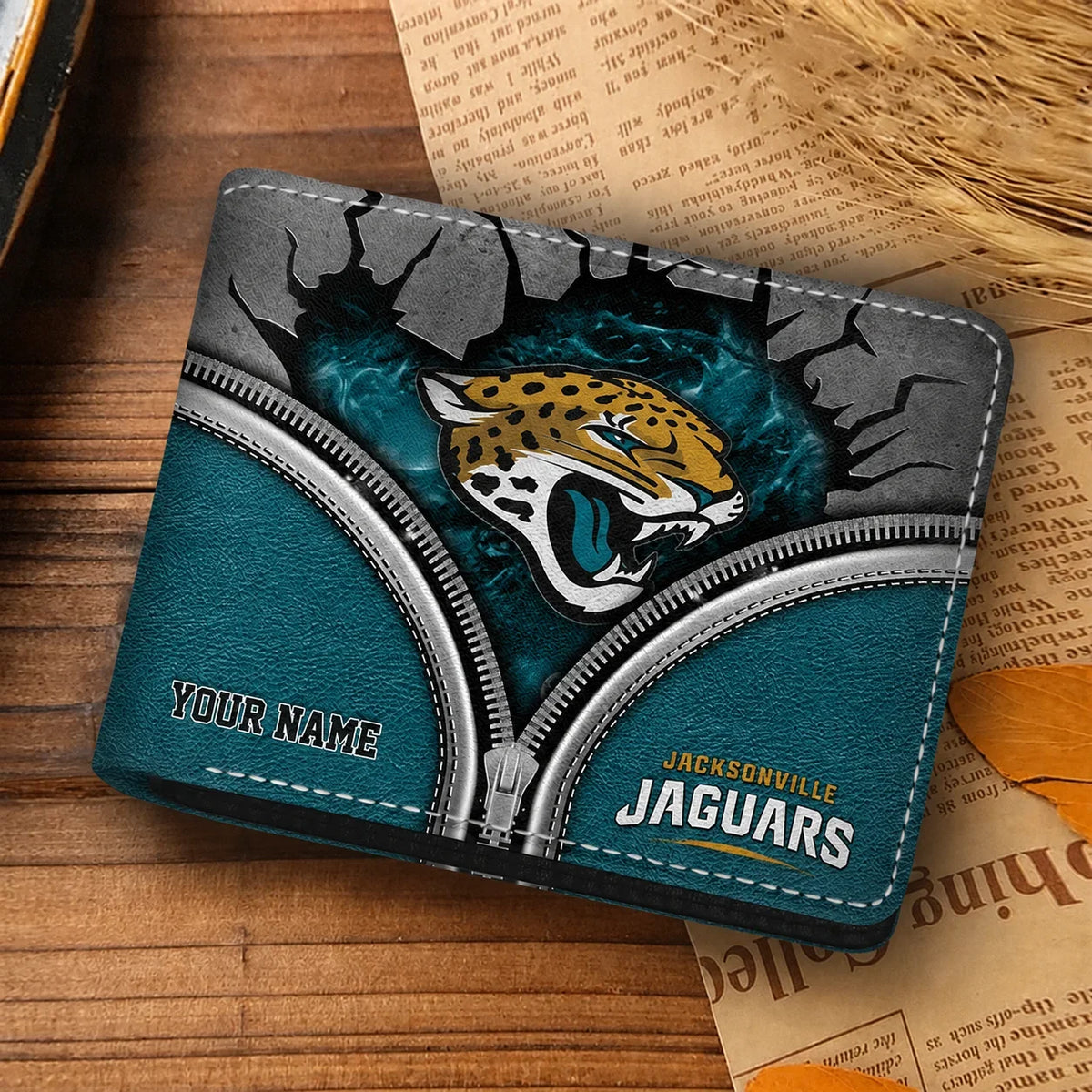 [SPECIAL OFFER] NEW CUSTOMIZED NFL30 JSJ JACKSONVILLE JAGUARS LEATHER WALLET