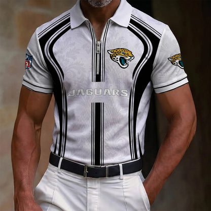 [SPECIAL OFFER] NEW CUSTOMIZED NFL30 JSJ JACKSONVILLE JAGUARS ZIP POLO SHIRT