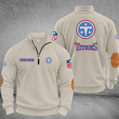 [SPECIAL OFFER] NEW CUSTOMIZED NFL31 TST TENNESSEE TITANS MULTICOLOR STRIPED QUATER ZIP SWEATSHIRT