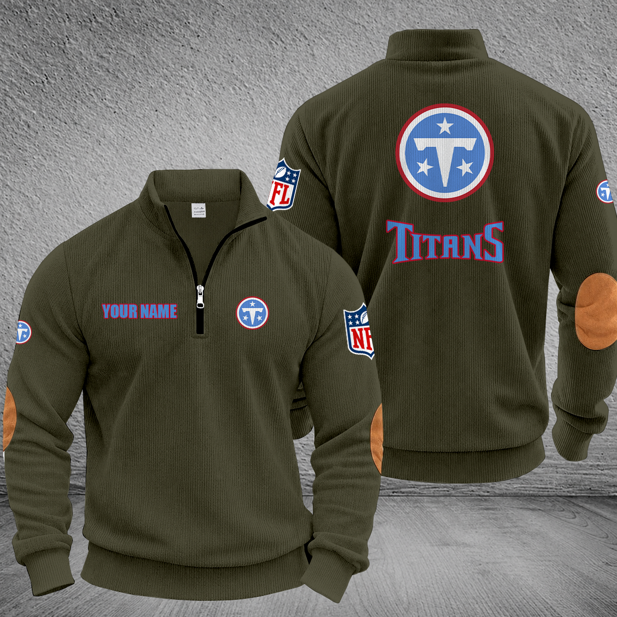 [SPECIAL OFFER] NEW CUSTOMIZED NFL31 TST TENNESSEE TITANS MULTICOLOR STRIPED QUATER ZIP SWEATSHIRT