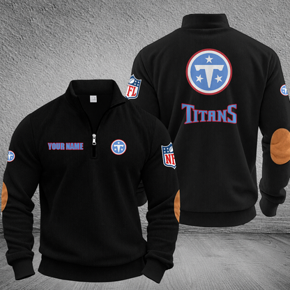 [SPECIAL OFFER] NEW CUSTOMIZED NFL31 TST TENNESSEE TITANS MULTICOLOR STRIPED QUATER ZIP SWEATSHIRT
