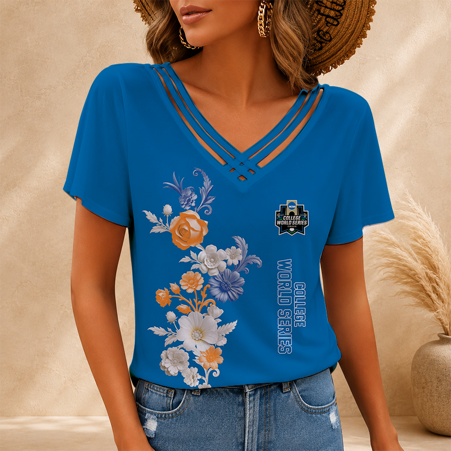 [FAN FAVORITE] NEW CUSTOMIZED NCAA CWS31 COLLEGE WORLD SERIES V-NECK SHIRT