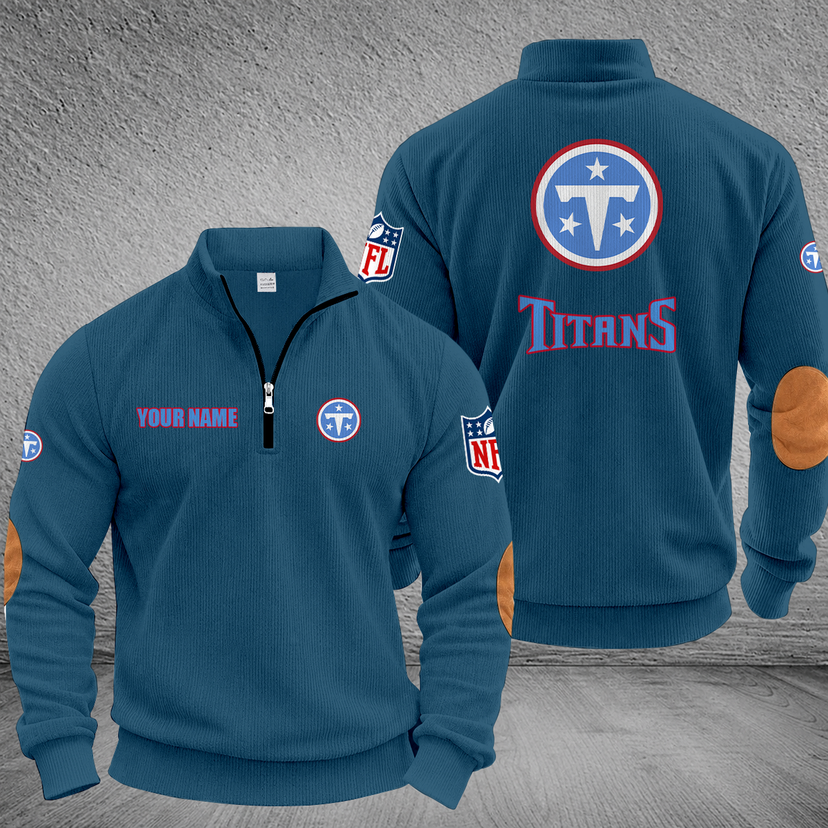 [SPECIAL OFFER] NEW CUSTOMIZED NFL31 TST TENNESSEE TITANS MULTICOLOR STRIPED QUATER ZIP SWEATSHIRT