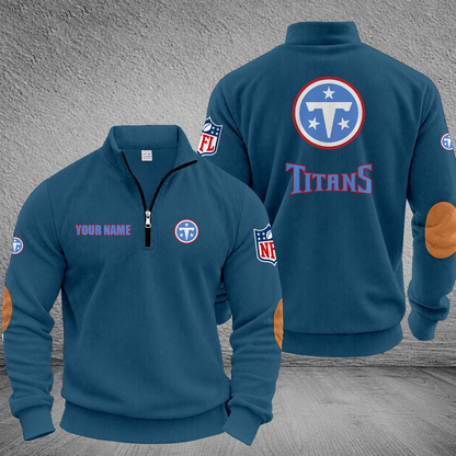 [SPECIAL OFFER] NEW CUSTOMIZED NFL31 TST TENNESSEE TITANS MULTICOLOR STRIPED QUATER ZIP SWEATSHIRT