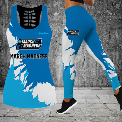 [FAN FAVORITE] NEW CUSTOMIZED NCAA MAM31 MAM MARCH MADNESS STRAPPY HOLLOW TANK TOP & LEGGINGS SET