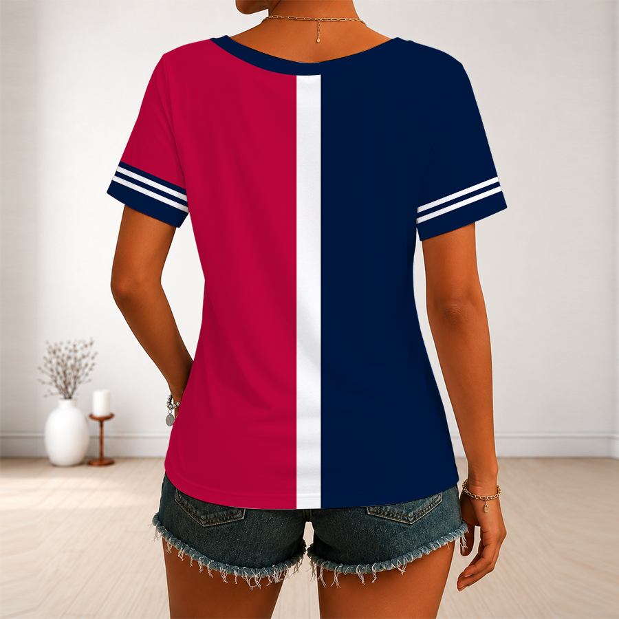 [FLASH SALE] NEW CUSTOMIZED MLB31 MAJOR LEAGUE BASEBALL V-NECK FEMALE SHIRT
