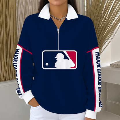 [SPECIAL OFFER] NEW CUSTOMIZED MLB31 MAJOR LEAGUE BASEBALL QUARTER ZIP RIBBED SWEATER