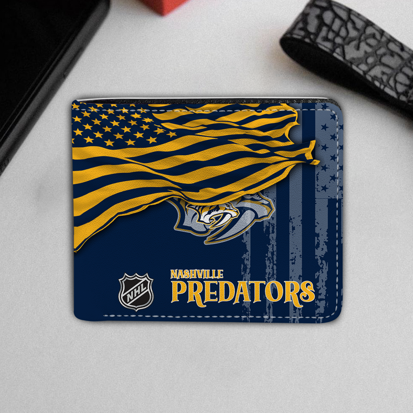 [SUPER SALE ] NEW CUSTOMIZED NHL31 NVP NASHVILLE PREDATORS LEATHER WALLET