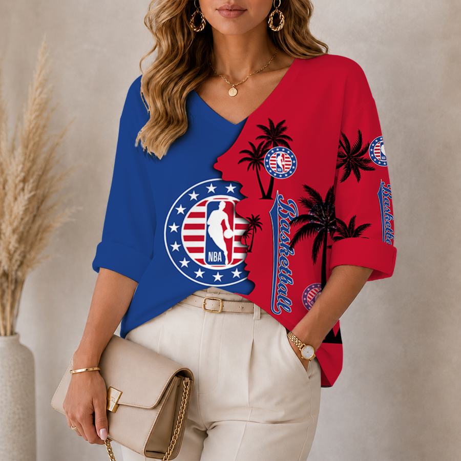 [HOT DEAL] NEW CUSTOMIZED NBA31 NATIONAL BASKETBALL ASSOCIATION WOMEN'S V-NECK LONG SLEEVE SHIRT