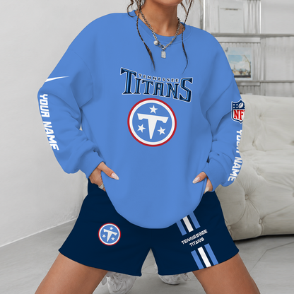 [SPECIAL OFFER] NEW CUSTOMIZED NFL31 TST TENNESSEE TITANS UNISEX SWEATSHIRT & SHORTS SET