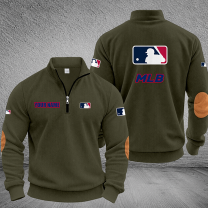 [FLASH SALE] NEW CUSTOMIZED MLB31 MAJOR LEAGUE BASEBALL MULTICOLOR STRIPED QUATER ZIP SWEATSHIRT