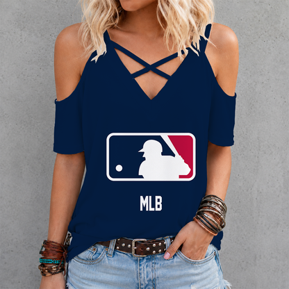 [FLASH SALE] NEW CUSTOMIZED MLB31 MAJOR LEAGUE BASEBALL CRISS CROSS V-NECK TOP
