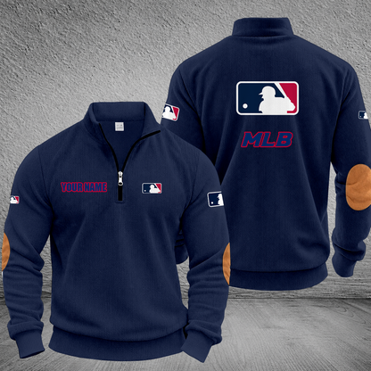 [FLASH SALE] NEW CUSTOMIZED MLB31 MAJOR LEAGUE BASEBALL MULTICOLOR STRIPED QUATER ZIP SWEATSHIRT