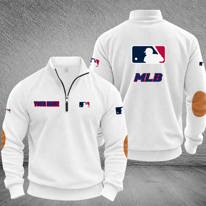 [FLASH SALE] NEW CUSTOMIZED MLB31 MAJOR LEAGUE BASEBALL MULTICOLOR STRIPED QUATER ZIP SWEATSHIRT